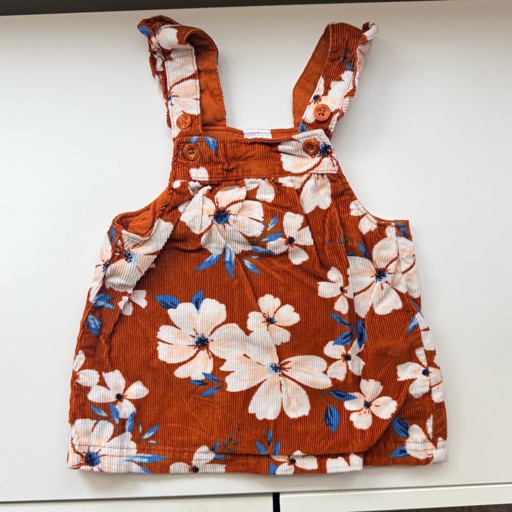 Carter's Baby Girl Corduroy Floral Overall Dress (Skirtall) Size 6M